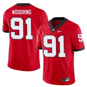 Peyton Woodring Official University of Georgia Bulldogs Red #91 Mens Jerseys 351209-173