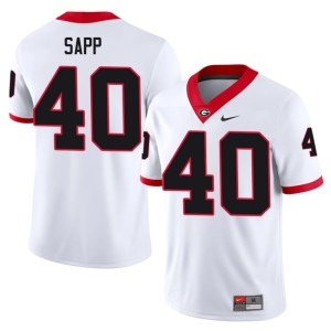 Theron Sapp Mens #40 NCAA White Georgia Bulldogs Jersey 931341-716