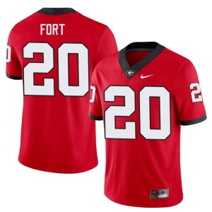 Zech Fort Men Red Stitched #20 University of Georgia Bulldogs Jersey 123189-992