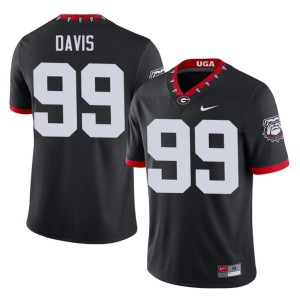 Jordan Davis Mascot 100th Anniversary Mens NCAA #99 University of Georgia Bulldogs Black Jerseys 817379-881