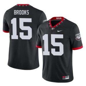 Khamari Brooks #15 Official Mascot 100th Anniversary Black Mens UGA Bulldogs Jerseys 716160-559