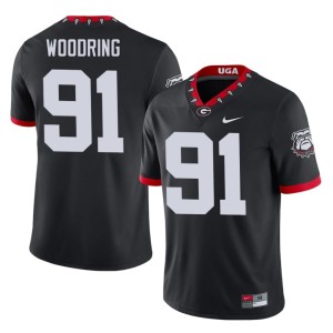 Peyton Woodring 2025 Dawgs Mascot 100th Anniversary #91 Mens Black Jerseys 996043-703