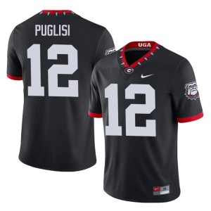 Ryan Puglisi Mascot 100th Anniversary Black UGA Bulldogs #12 Mens Stitched Jerseys 432235-670