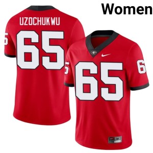 Dennis Uzochukwu #65 Red Limited Dawgs Womens Jerseys 753439-453