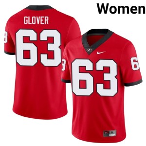 Dontrell Glover Replica Red #63 Women's Go Dawgs Jerseys 704491-207