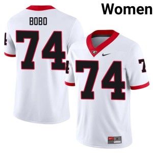 Drew Bobo University of Georgia Bulldogs White #74 Women's NCAA Jerseys 995960-515