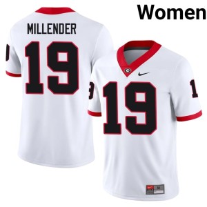 Hezekiah Millender Womens Football White University of Georgia Bulldogs #19 Jerseys 362124-289