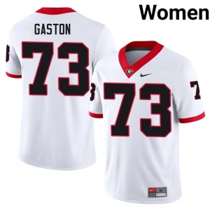 Juan Gaston Football White #73 University of Georgia Women Jerseys 501427-592