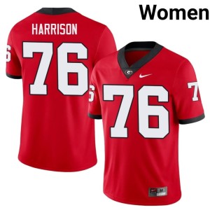 Marcus Harrison Embroidery Red #76 Dawgs Womens Jerseys 497875-810
