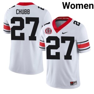 Nick Chubb Alumni UGA Womens #27 White 1980 National Champions 40th Anniversary Jerseys 685600-139