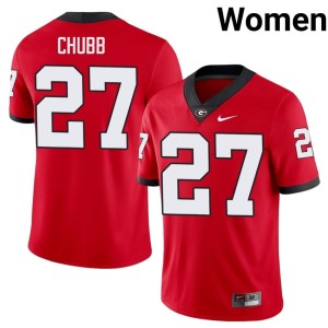 Nick Chubb #27 Dawgs Red Women Football Jersey 496224-898