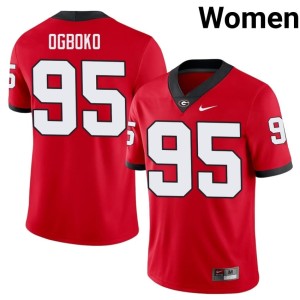 Nnamdi Ogboko Red Women Georgia #95 Limited Jersey 713982-835