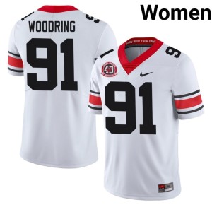 Peyton Woodring NCAA #91 UGA Bulldogs 1980 National Champions 40th Anniversary Women's White Jerseys 631750-194
