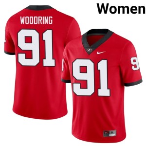 Peyton Woodring Georgia Bulldogs Official #91 Women Red Jerseys 558077-826