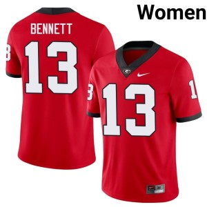 Stetson Bennett Red Womens #13 Replica Georgia Bulldogs Jerseys 281645-881