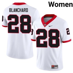 Walter Blanchard Game #28 White University of Georgia Bulldogs Women Jerseys 127472-393