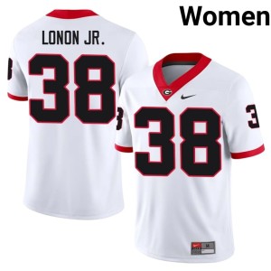 AJ Lonon Jr. Women UGA #38 White Replica Jerseys 562909-871