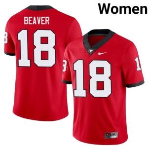 Bryson Beaver Red Embroidery University of Georgia Bulldogs Women's #18 Jersey 475411-212