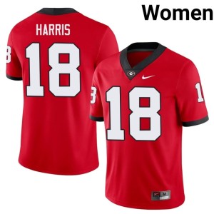 Caden Harris Football Red #18 UGA Bulldogs Women Jersey 132678-678