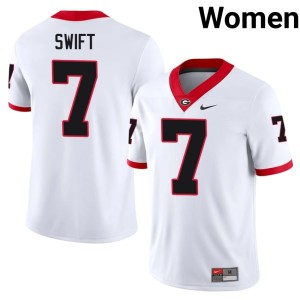 D'Andre Swift Official #7 White Women's UGA Jersey 571280-986