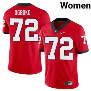 Ekene Ogboko Womens #72 Red Embroidery University of Georgia Bulldogs Jerseys 713137-105