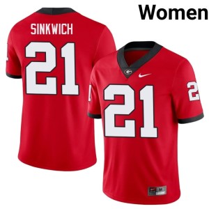 Frank Sinkwich Red Womens Georgia Replica #21 Jerseys 819613-432