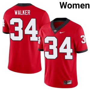 Herschel Walker #34 Dawgs Red Football Women Jerseys 773125-140