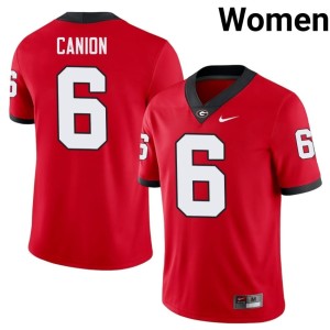 Isiah Canion Red Women's Embroidery #6 UGA Bulldogs Jersey 217194-959