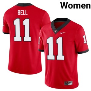 Jeremy Bell Embroidery #11 UGA Red Women's Jerseys 873082-723