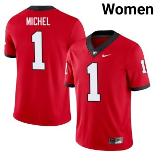 Sony Michel Stitched Red Womens #1 Damn Good Dawgs Jerseys 817633-370