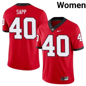 Theron Sapp Women's Embroidery UGA #40 Red Jersey 127722-815