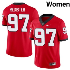 Wade Register University of Georgia Bulldogs Stitched Womens #97 Red Jersey 401502-128