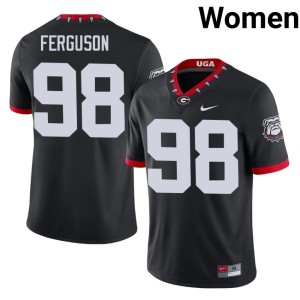 Connor Ferguson #98 Replica Black Mascot 100th Anniversary Women's University of Georgia Jersey 126572-597