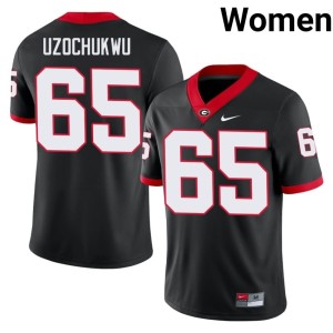 Dennis Uzochukwu Women Black Alumni UGA Bulldogs #65 Jersey 312313-600