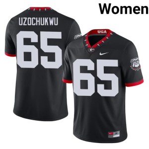 Dennis Uzochukwu Embroidery Women's Mascot 100th Anniversary Black Bulldog Nation #65 Jerseys 733591-969