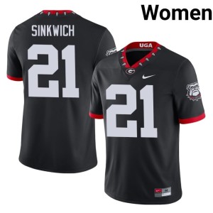 Frank Sinkwich Black Mascot 100th Anniversary #21 Go Dawgs Game Womens Jerseys 213197-377