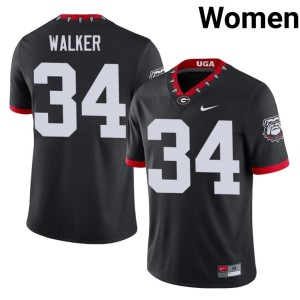Herschel Walker Mascot 100th Anniversary Official #34 UGA Womens Black Jerseys 726381-330