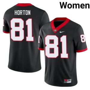 Josh Horton #81 Embroidery Women Black UGA Jerseys 267960-107