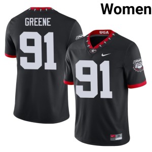 Justin Greene Women #91 Mascot 100th Anniversary Player Black Go Dawgs Jerseys 298668-504