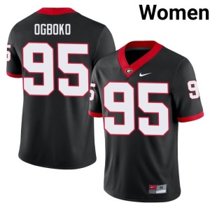 Nnamdi Ogboko Women #95 Black Georgia Bulldogs University Jersey 556500-636