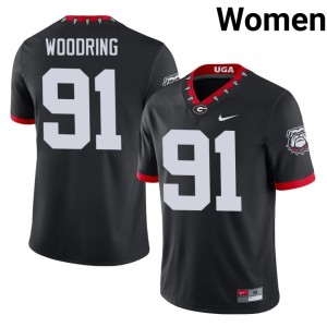 Peyton Woodring Damn Good Dawgs Black Alumni Women's Mascot 100th Anniversary #91 Jerseys 342984-802