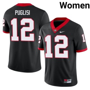 Ryan Puglisi UGA Bulldogs Game #12 Black Women's Jerseys 458525-967