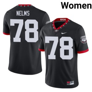 Tate Nelms Dawgs Black Football #78 Mascot 100th Anniversary Women Jerseys 190156-100