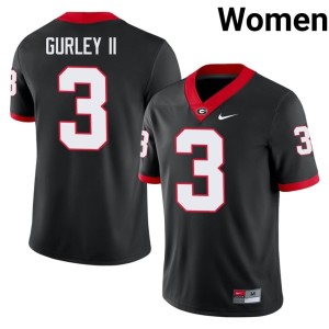Todd Gurley II Embroidery Women's Black #3 Georgia Bulldogs Jersey 413279-838