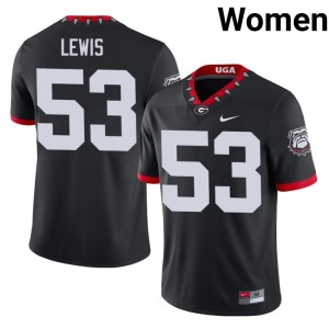Zach Lewis Women's #53 Mascot 100th Anniversary Georgia Embroidery Black Jersey 684662-827