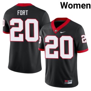 Zech Fort Women's Black University of Georgia #20 Stitched Jerseys 132488-350