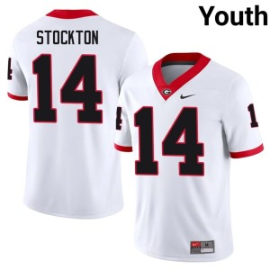 Gunner Stockton Youth White Embroidery #14 Georgia Bulldogs Jersey 880391-496