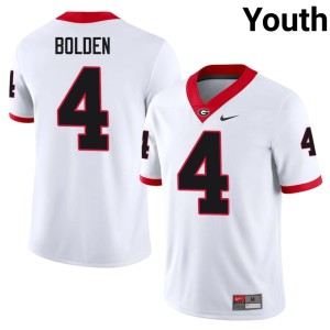 KJ Bolden Embroidery Dawgs #4 Youth White Jersey 158360-758