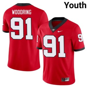 Peyton Woodring Red University of Georgia Bulldogs High School #91 Youth Jerseys 220622-208