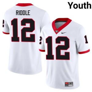 Ja'Marley Riddle Youth White #12 University of Georgia Bulldogs College Jerseys 505227-909